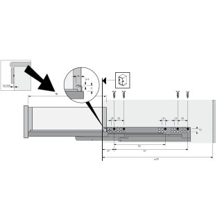 Hettich Vollauszug Quadro 4D V6 mit Silent System f&uuml;r Holzschubk&auml;sten 350 mm (9245381)