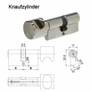 WeRo- Schlie&szlig;zylinder f&uuml;r gleichschlie&szlig;ende individuell gestiftete Schlie&szlig;anlagen der Marke ABUS Knaufzylinder A:50mm B:35mmK